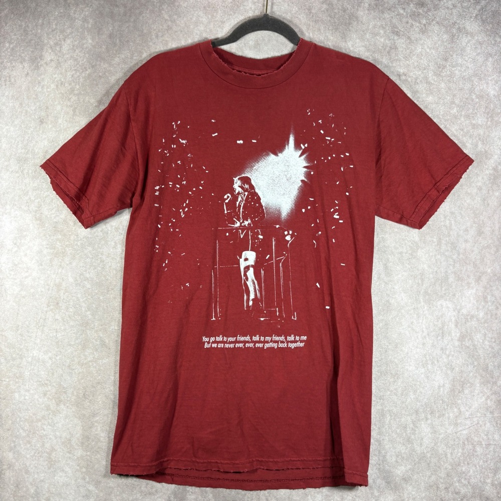 Taylor Swift Red Era Graphic Tee Unisex Medium Red Distressed Shirt Swifties